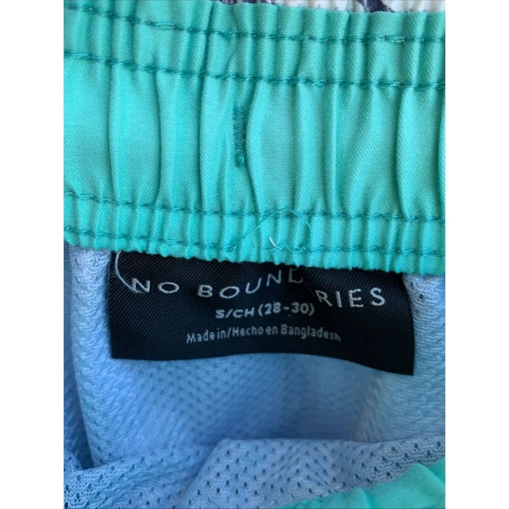 No Boundaries Bathing Suit Swim Trunks Shorts Small S 28-30 Hawaiian Blue